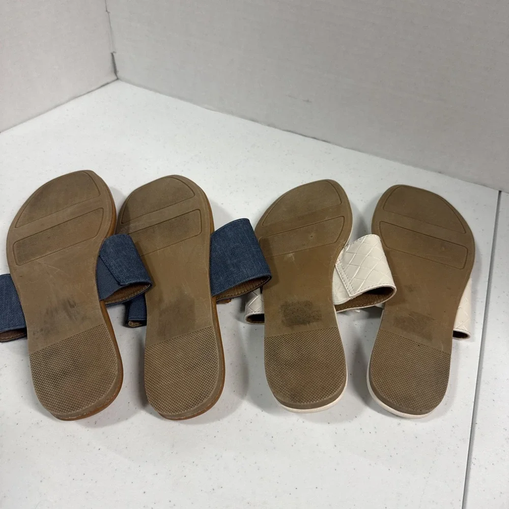 Lot Of 2 Laura Conrad Slip On Thong Memory Foam Sandals Size 8.5